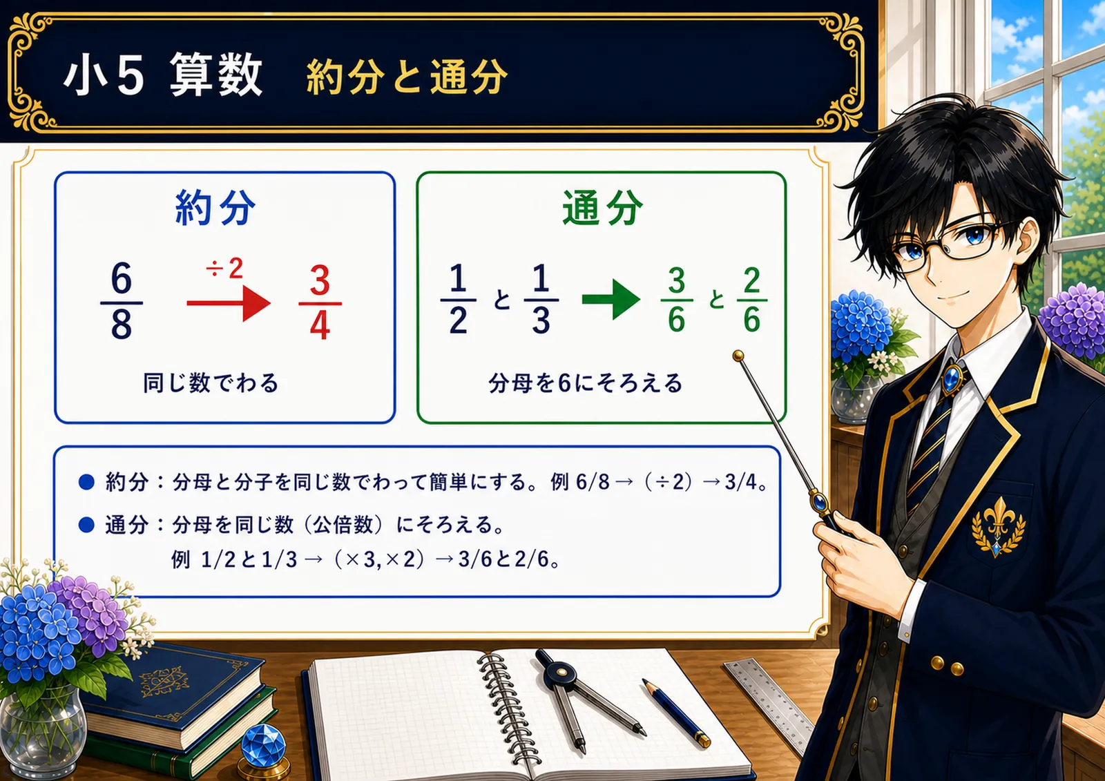 約分と通分の図解