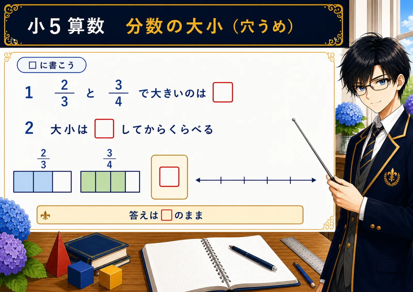 分数の大小（穴うめ）