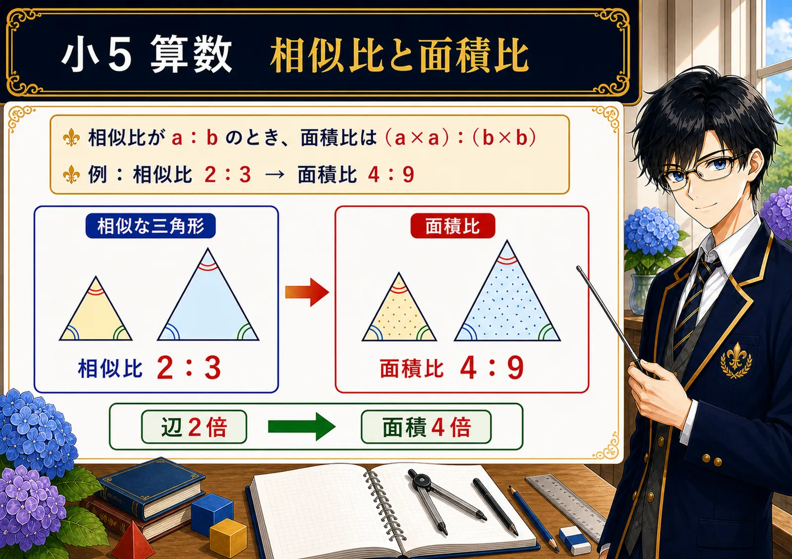 相似比と面積比の図解