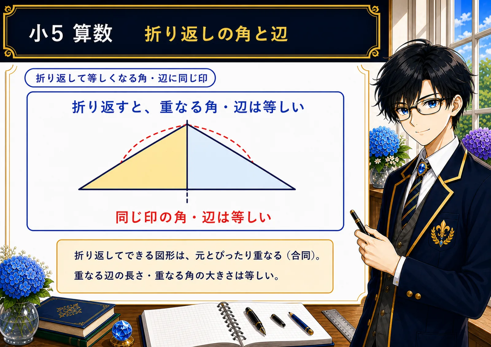 折り返しの角と辺の図解