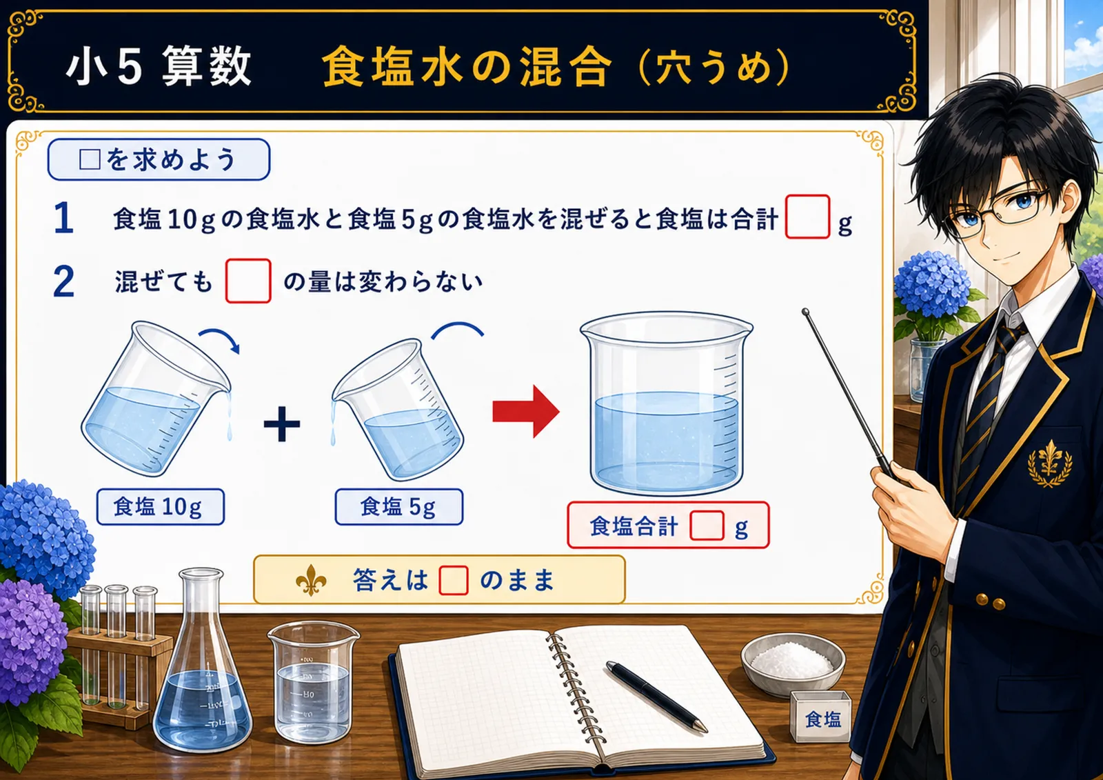 食塩水の混合（穴うめ）