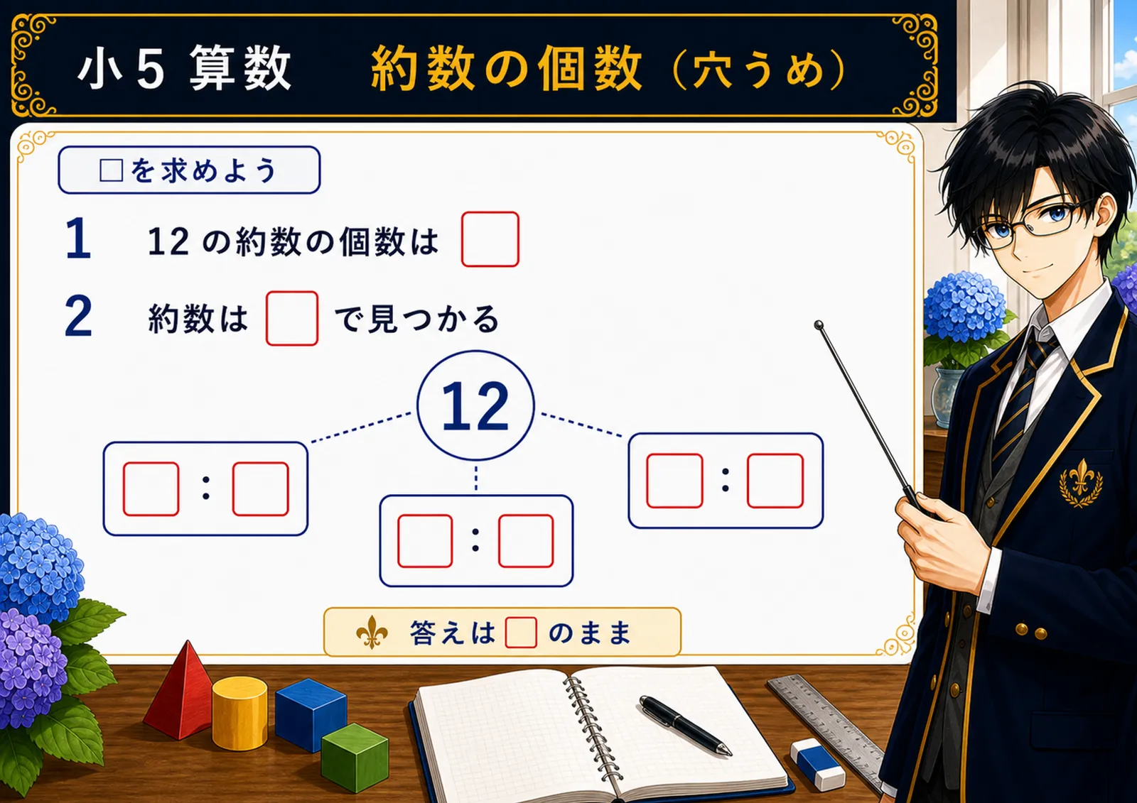 約数の個数（穴うめ）