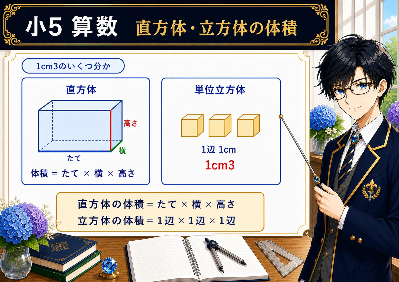 直方体・立方体の体積の図解