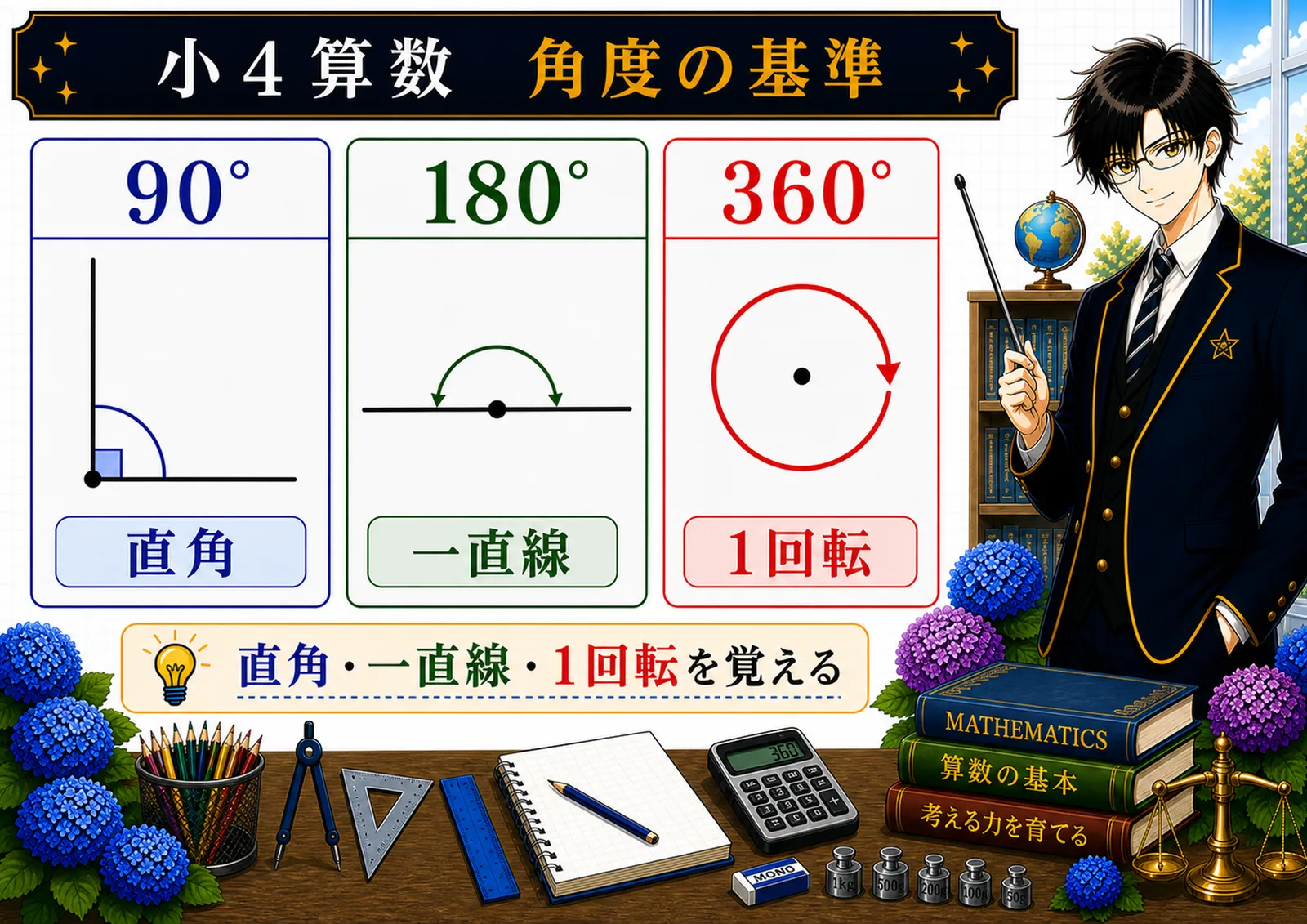 90度・180度・360度の図解