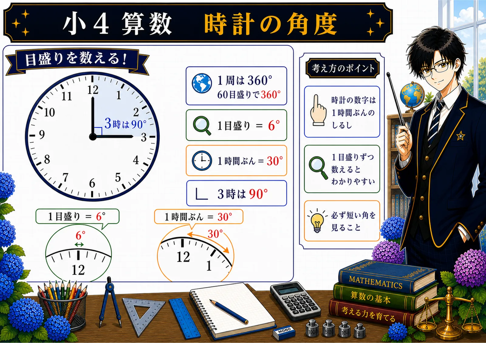 時計の角度の図解