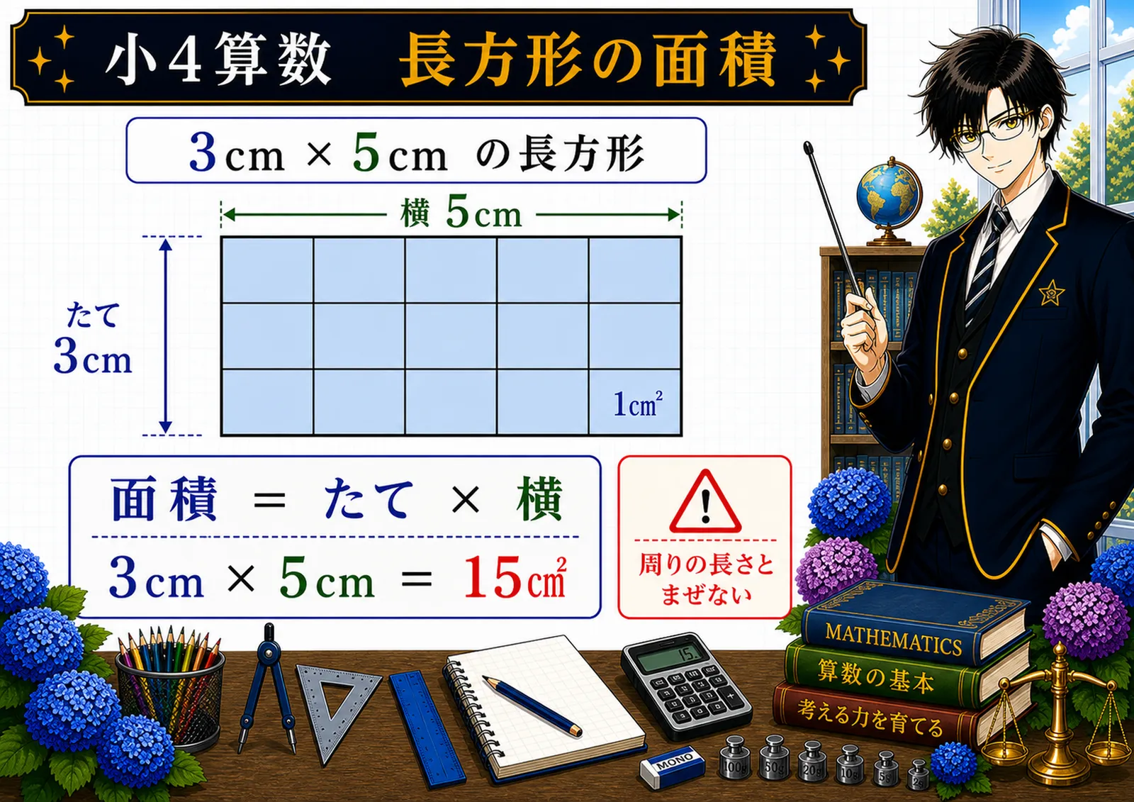 長方形の面積の図解