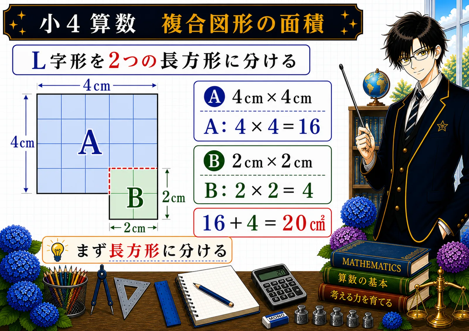 複合図形の面積の図解