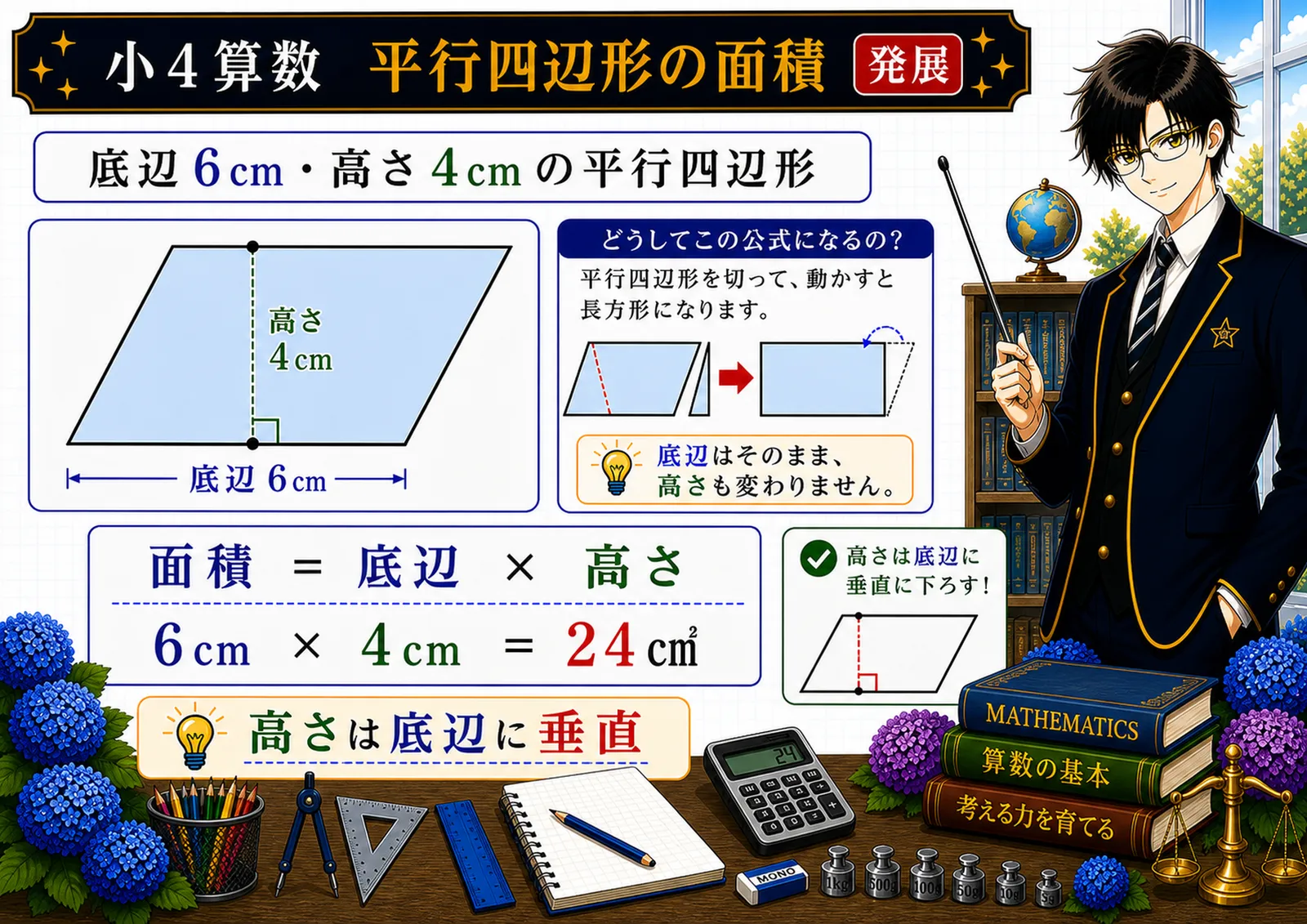 平行四辺形の面積の図解