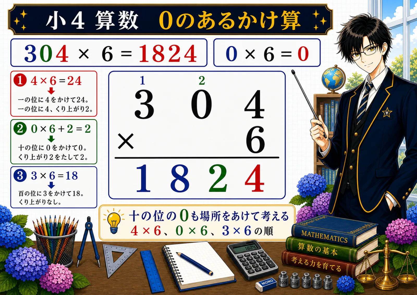 0のあるかけ算の図解