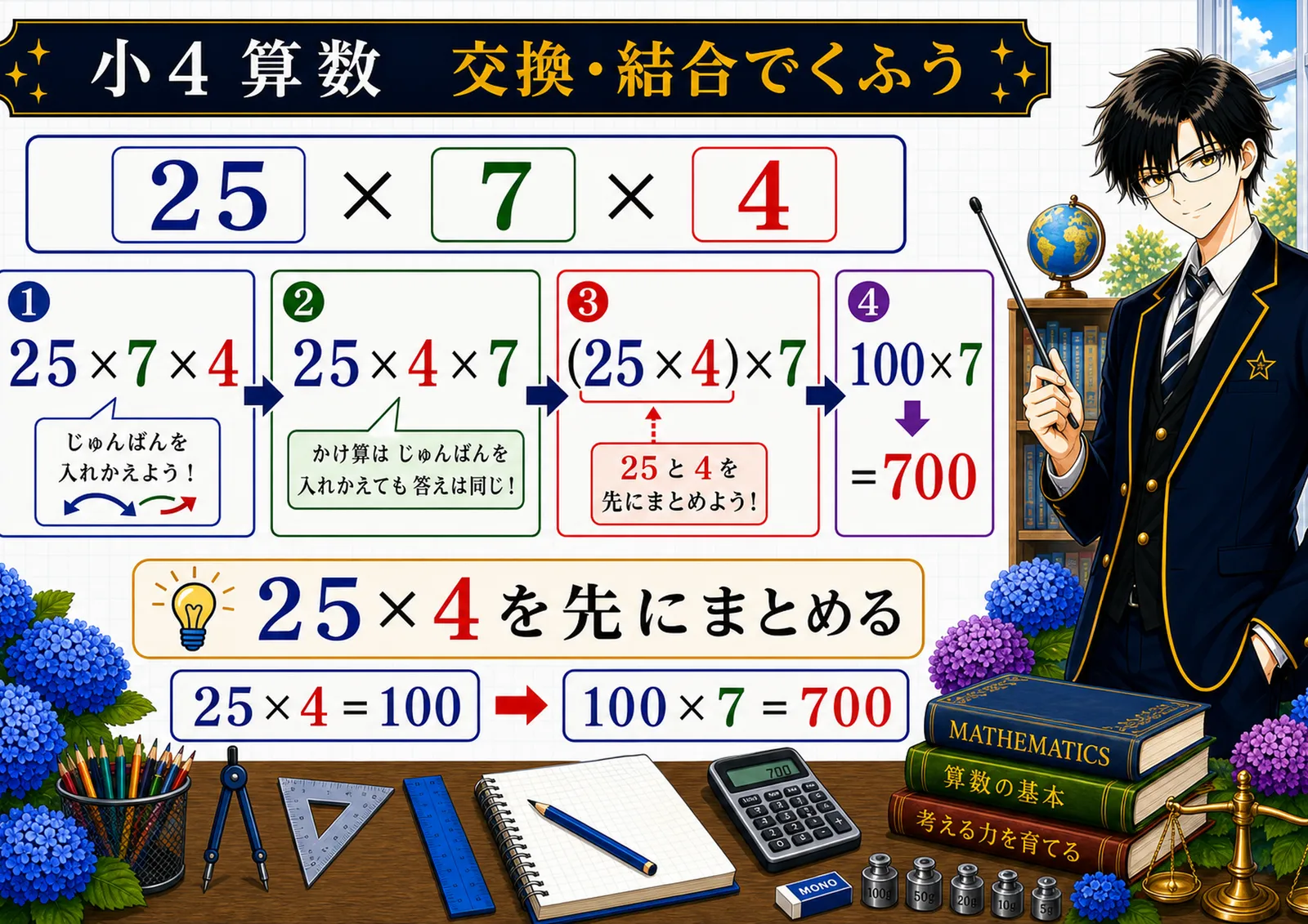 交換・結合でくふうの図解