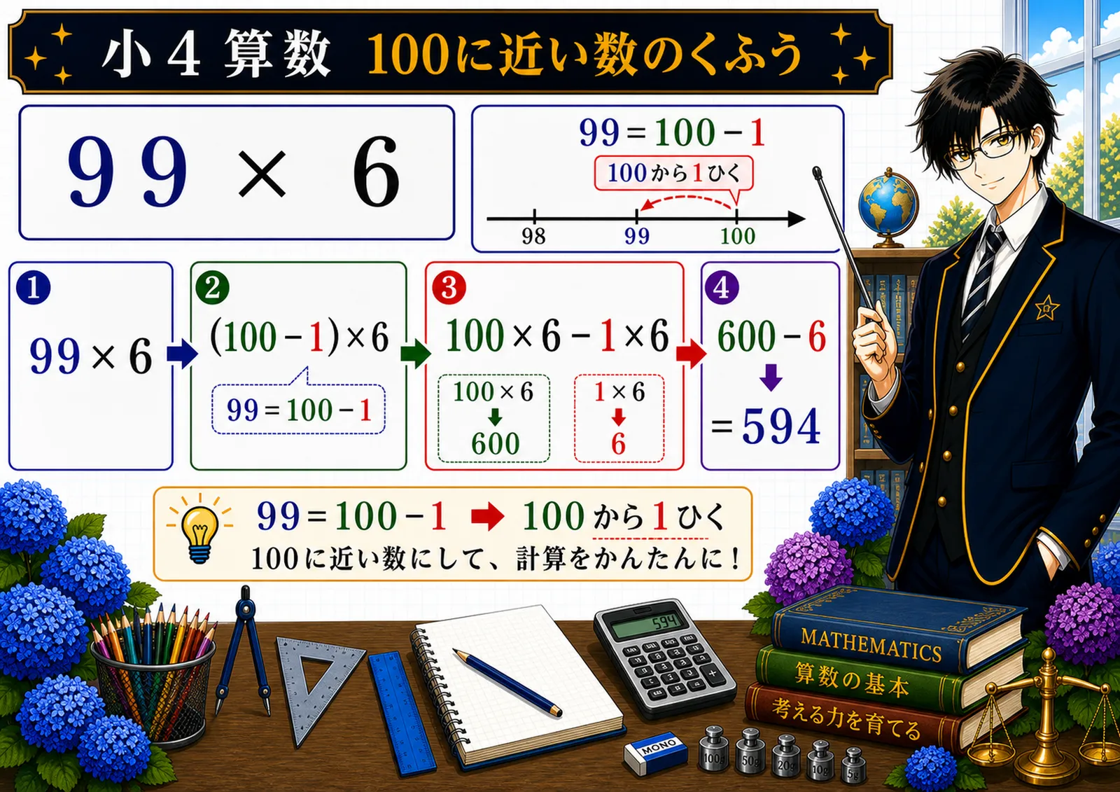 100に近い数のくふうの図解