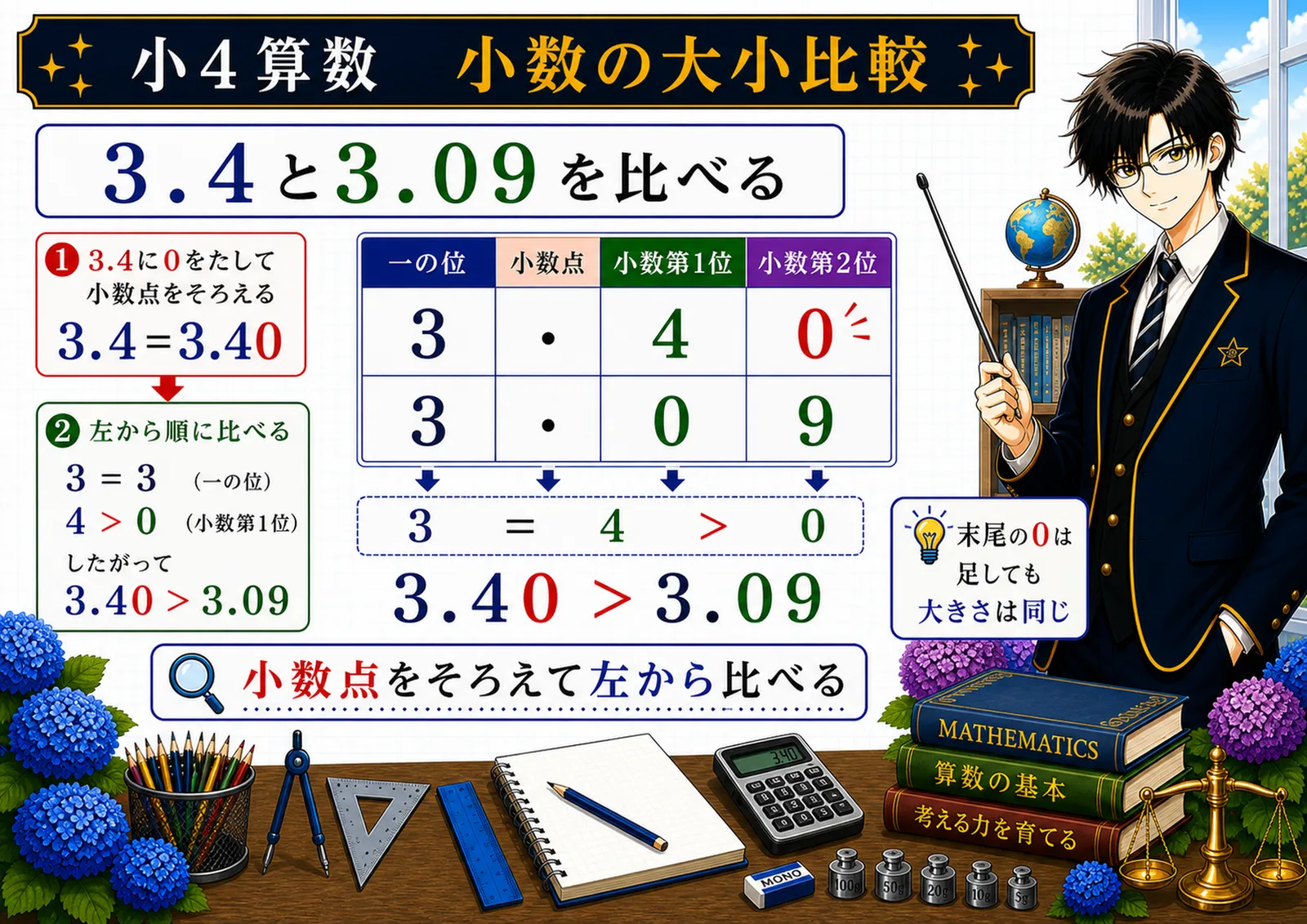 小数の大小比較の図解
