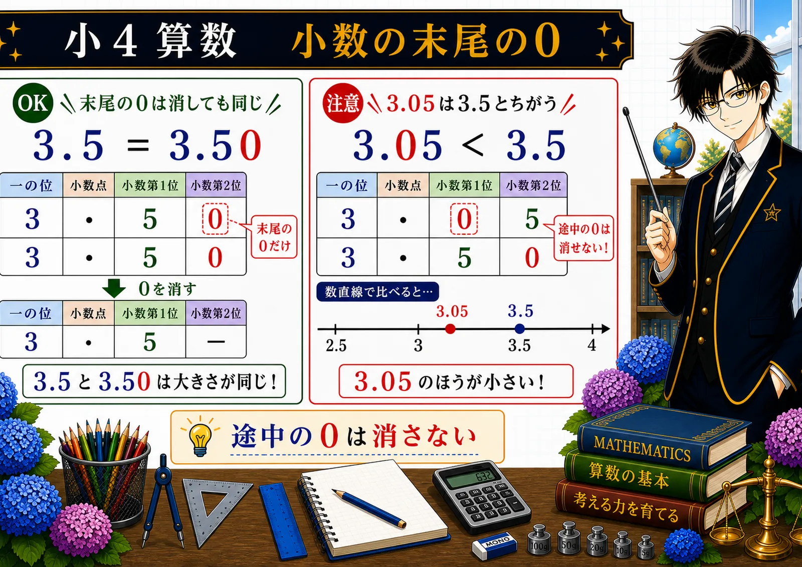 小数の末尾の0の図解