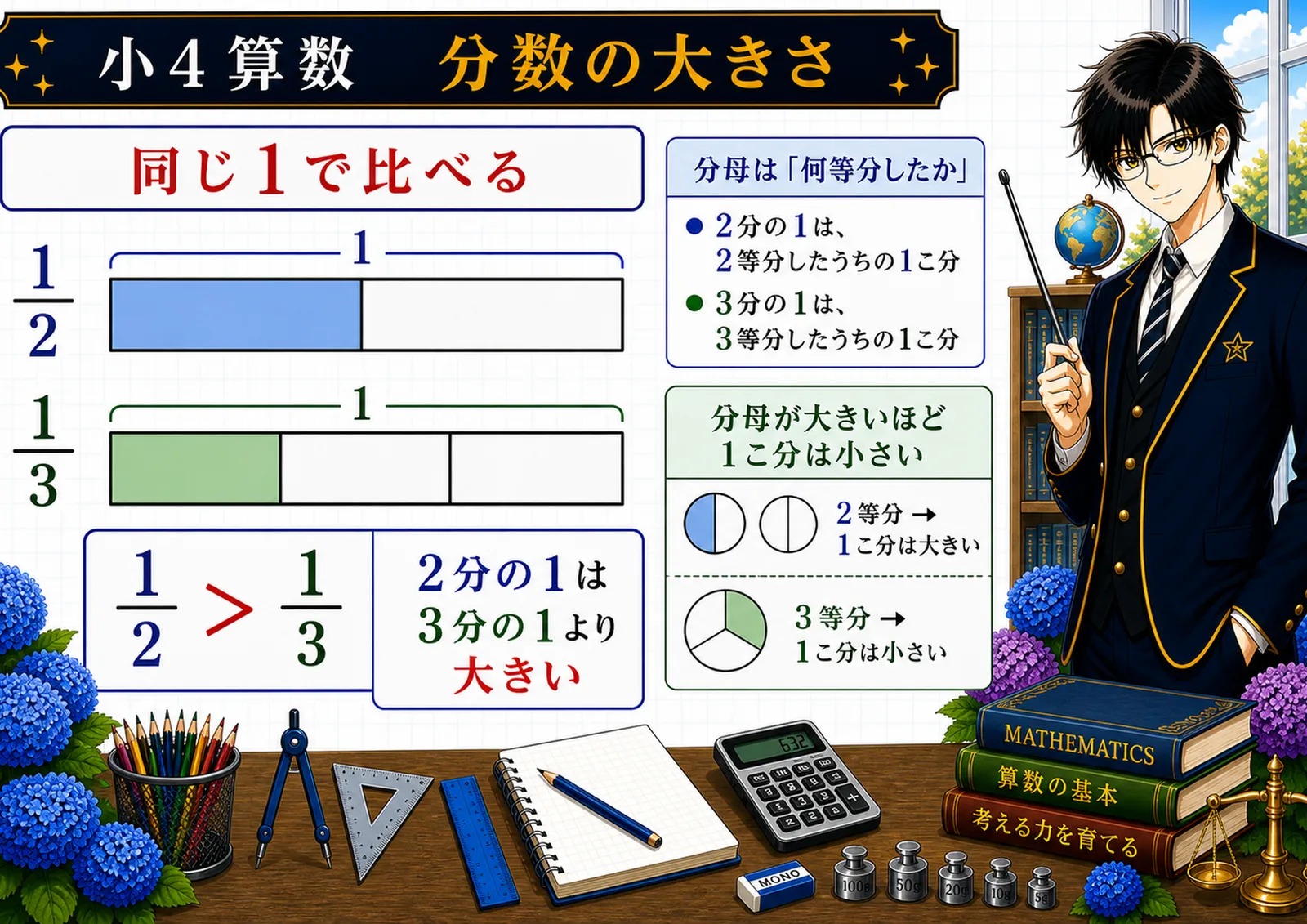 分数の大きさの図解