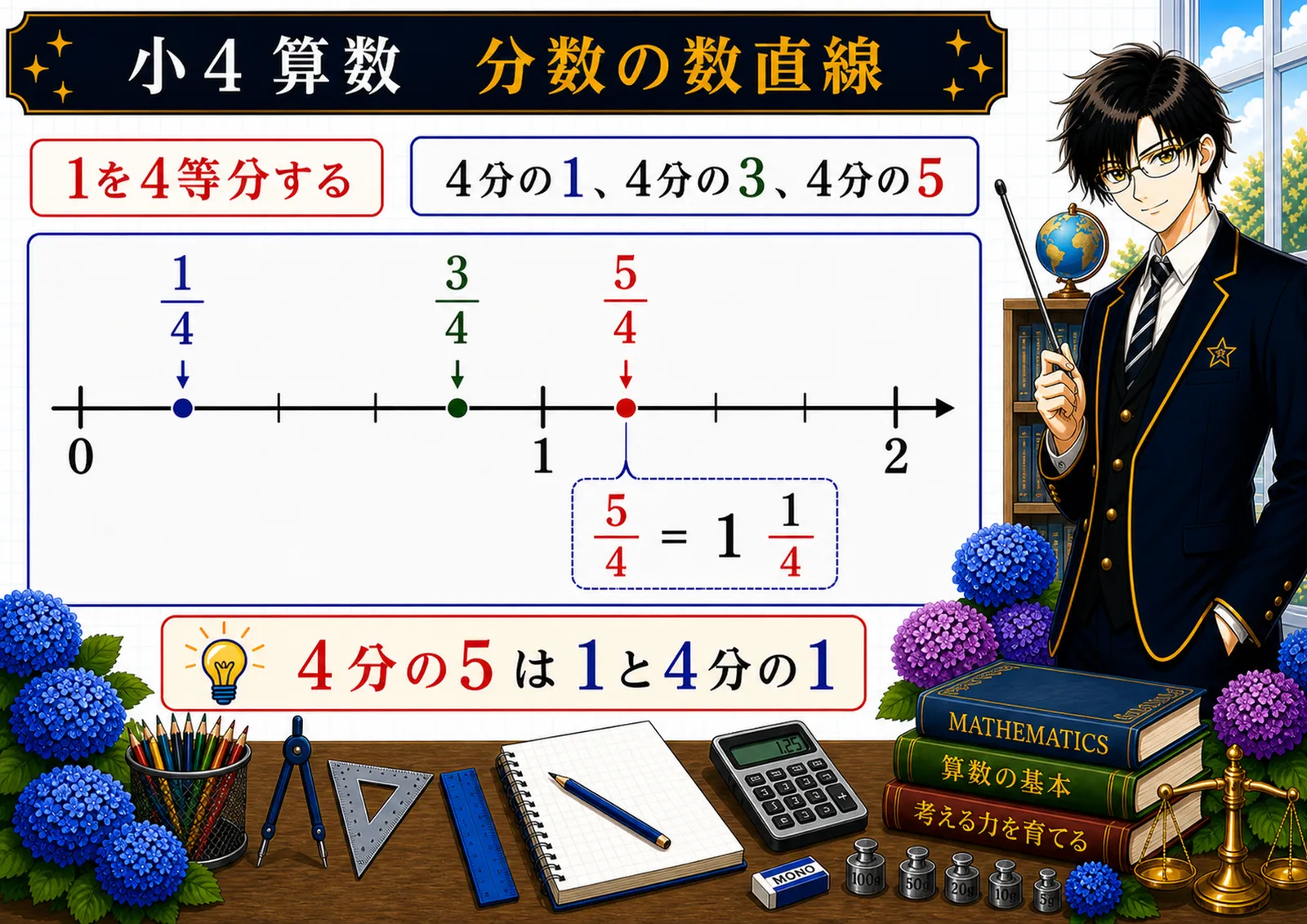 分数の数直線の図解