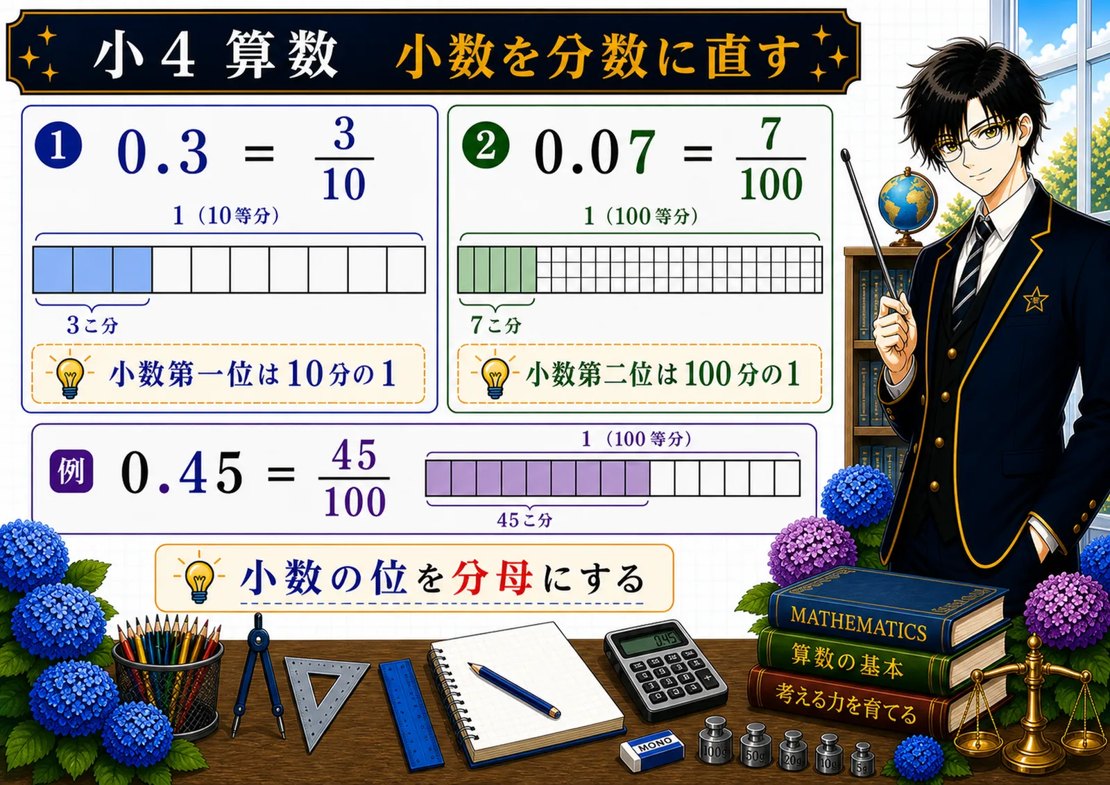 小数を分数に直すの図解