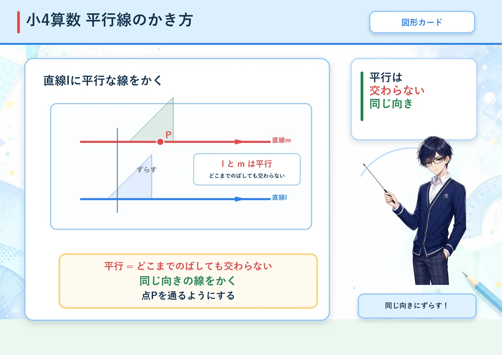 平行線のかき方の図解