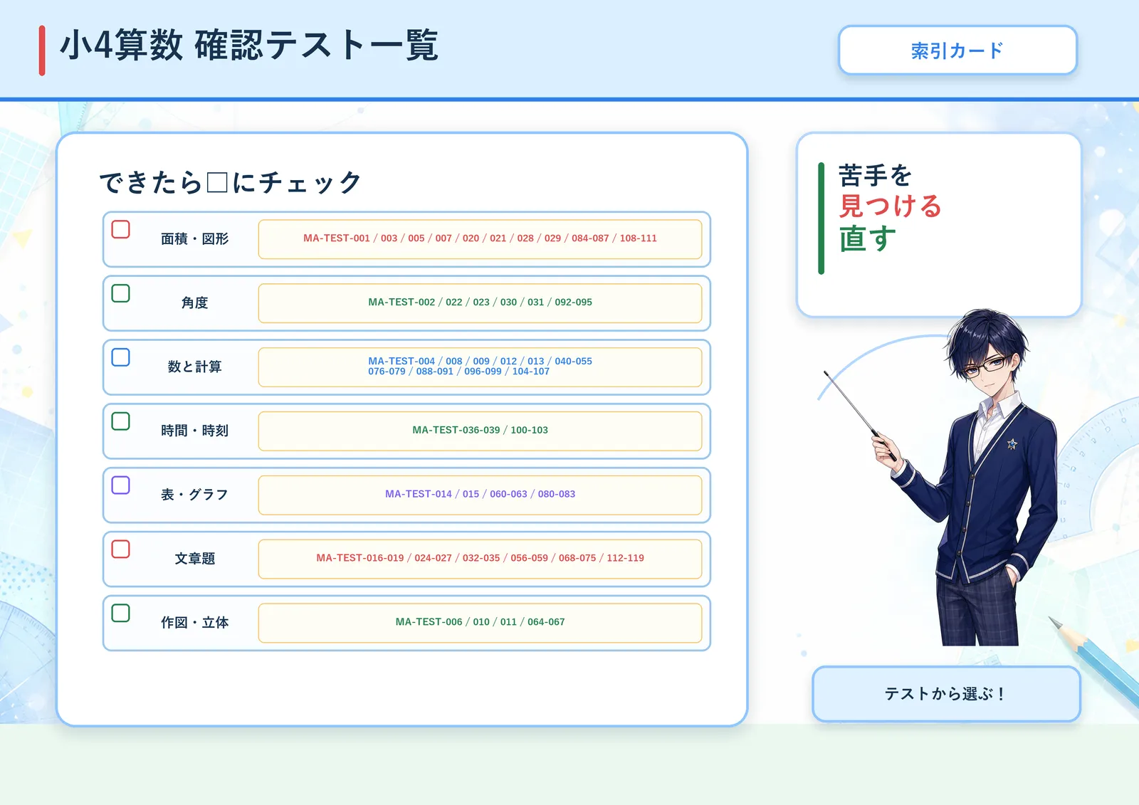 確認テスト一覧の図解