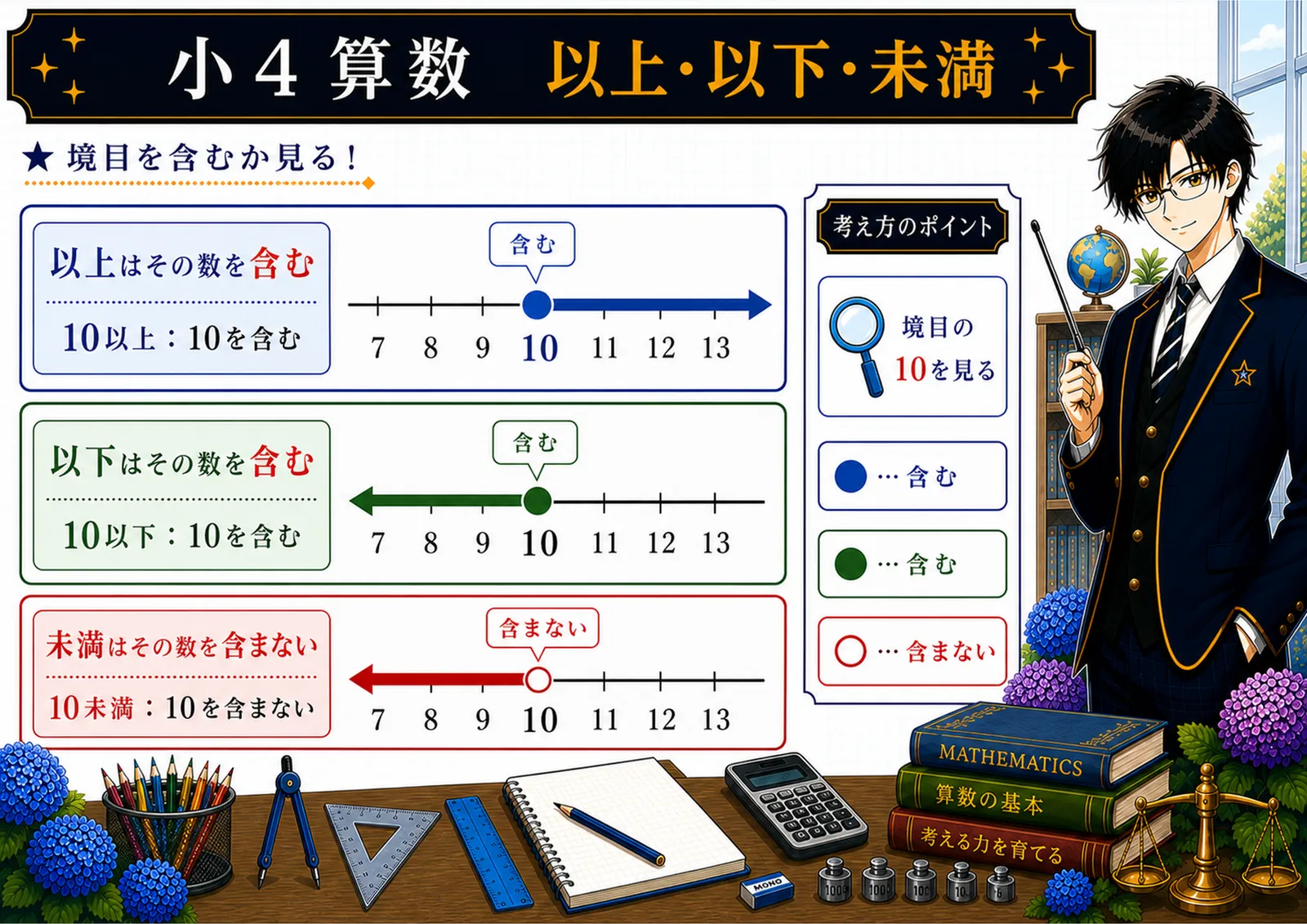 以上・以下・未満の図解