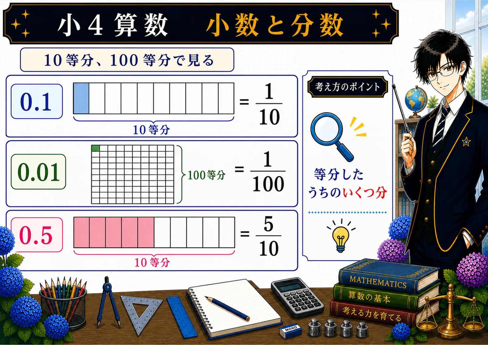 小数と分数の関係の図解