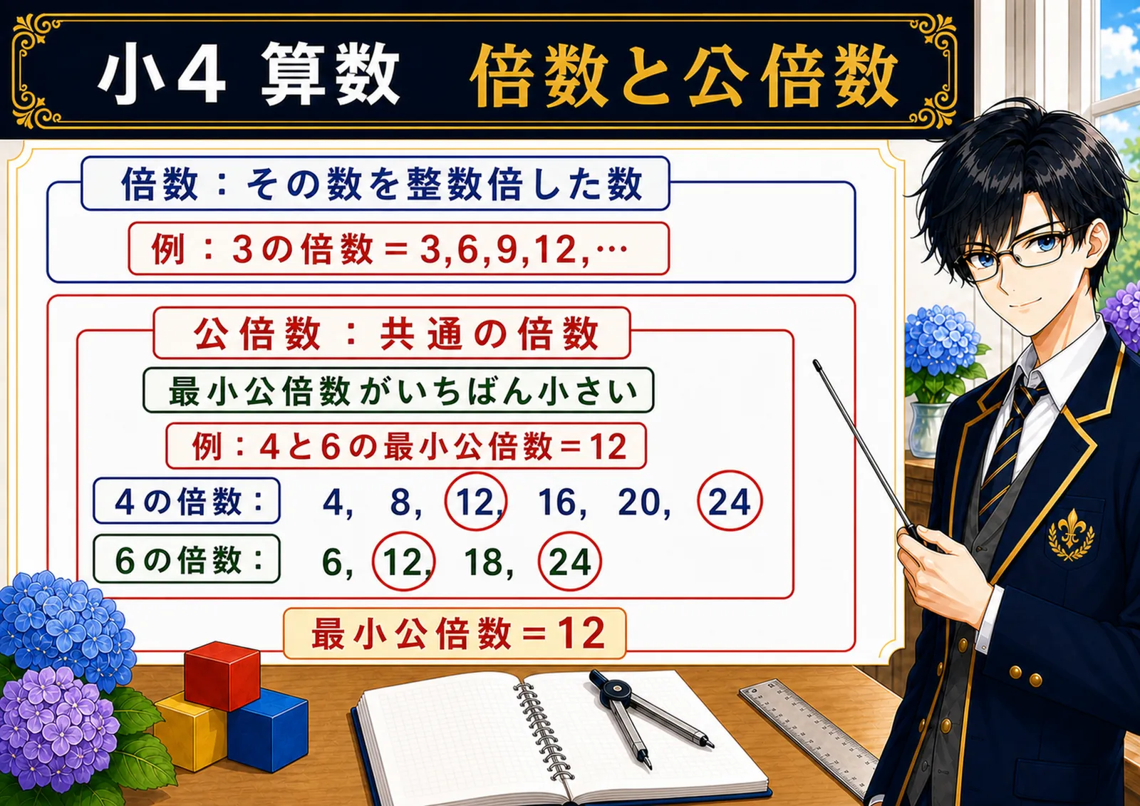 倍数と公倍数の図解