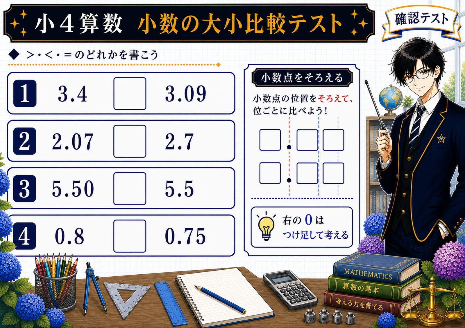 小数の大小比較テスト