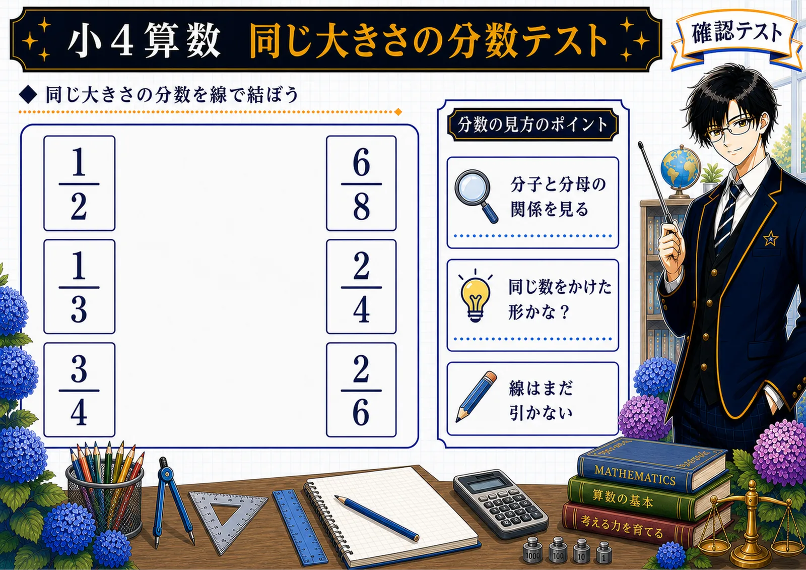 同じ大きさの分数テスト