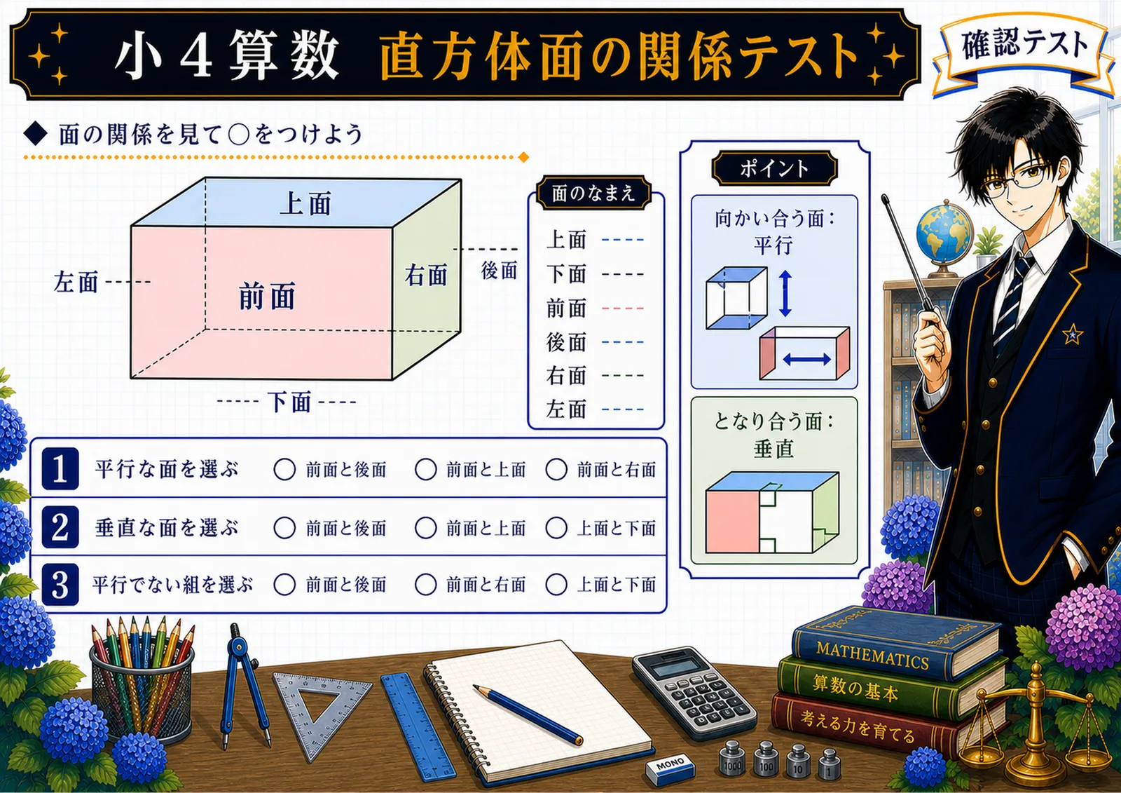 直方体面の関係テスト