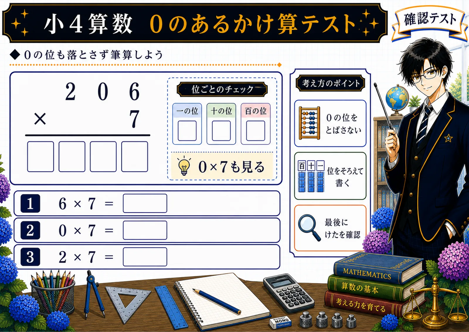 0のあるかけ算テスト