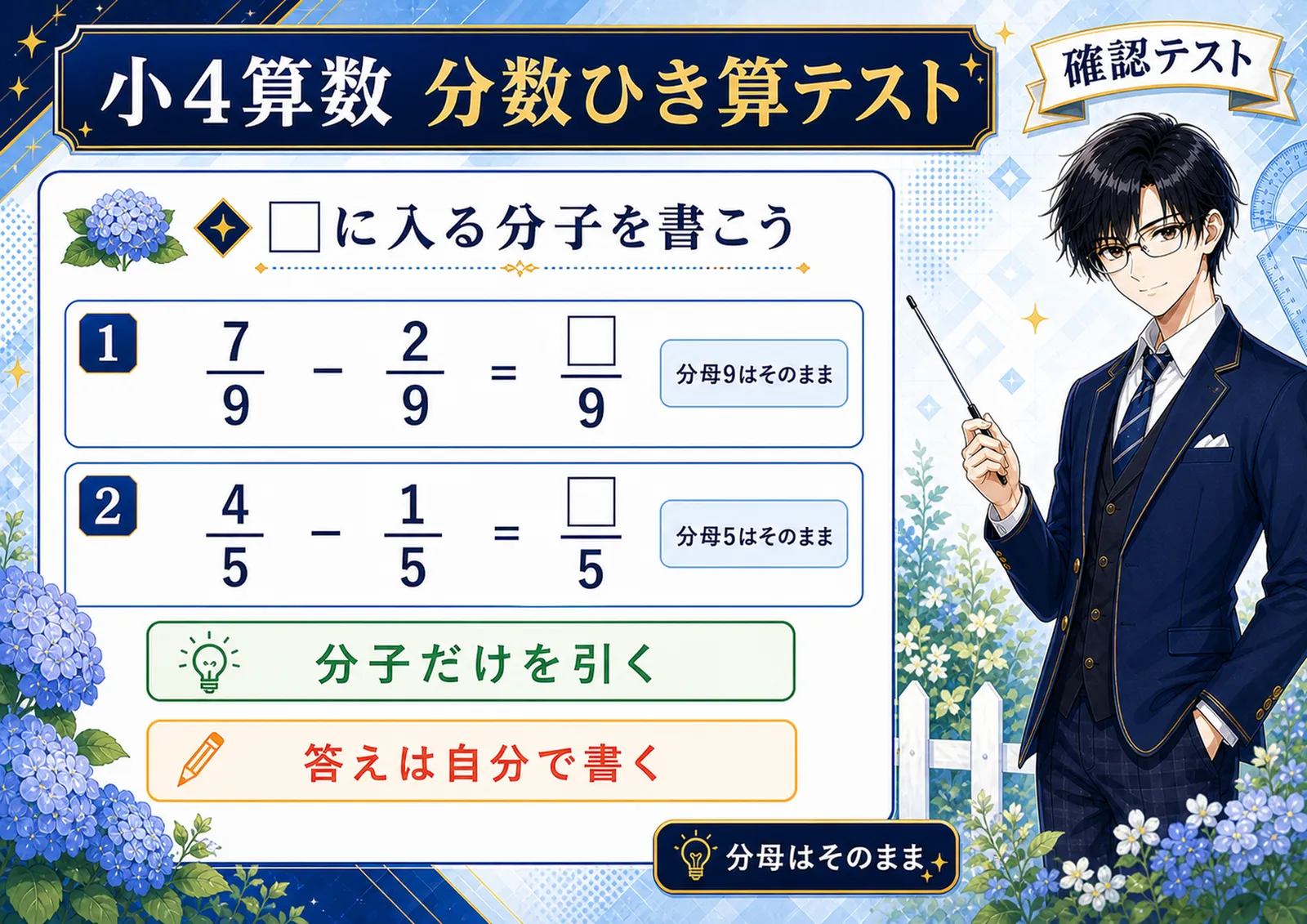 分数ひき算テスト