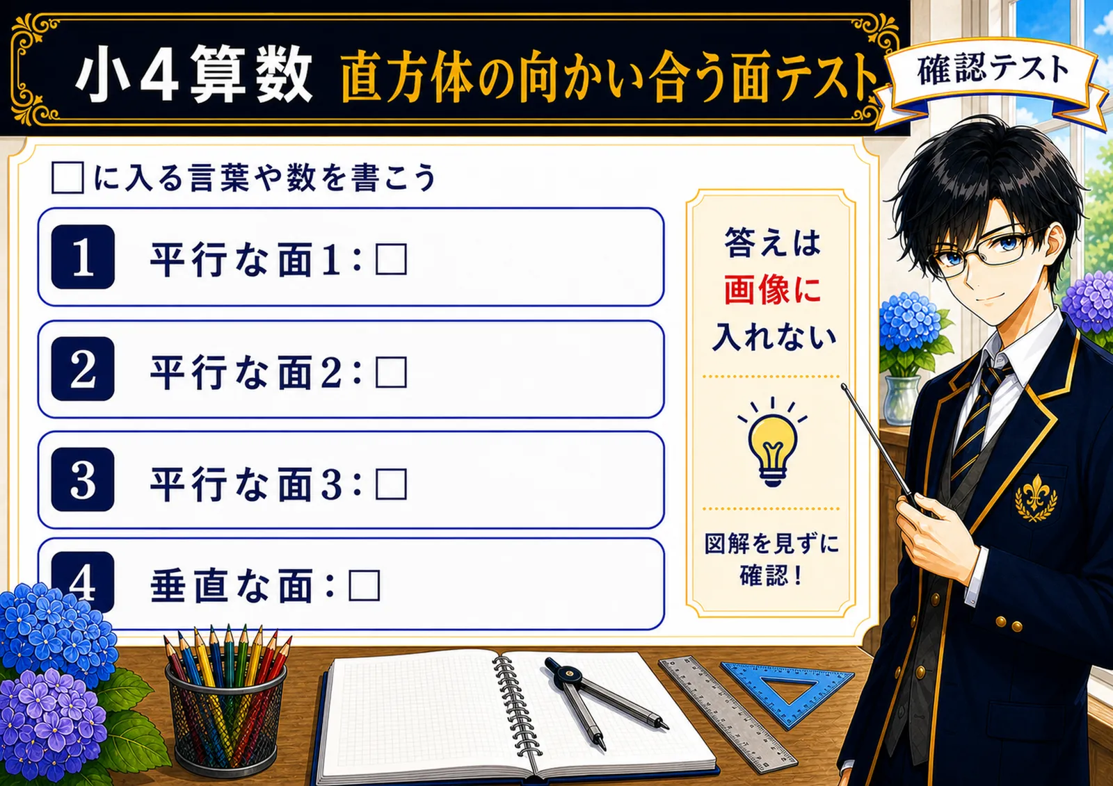 直方体の向かい合う面テスト