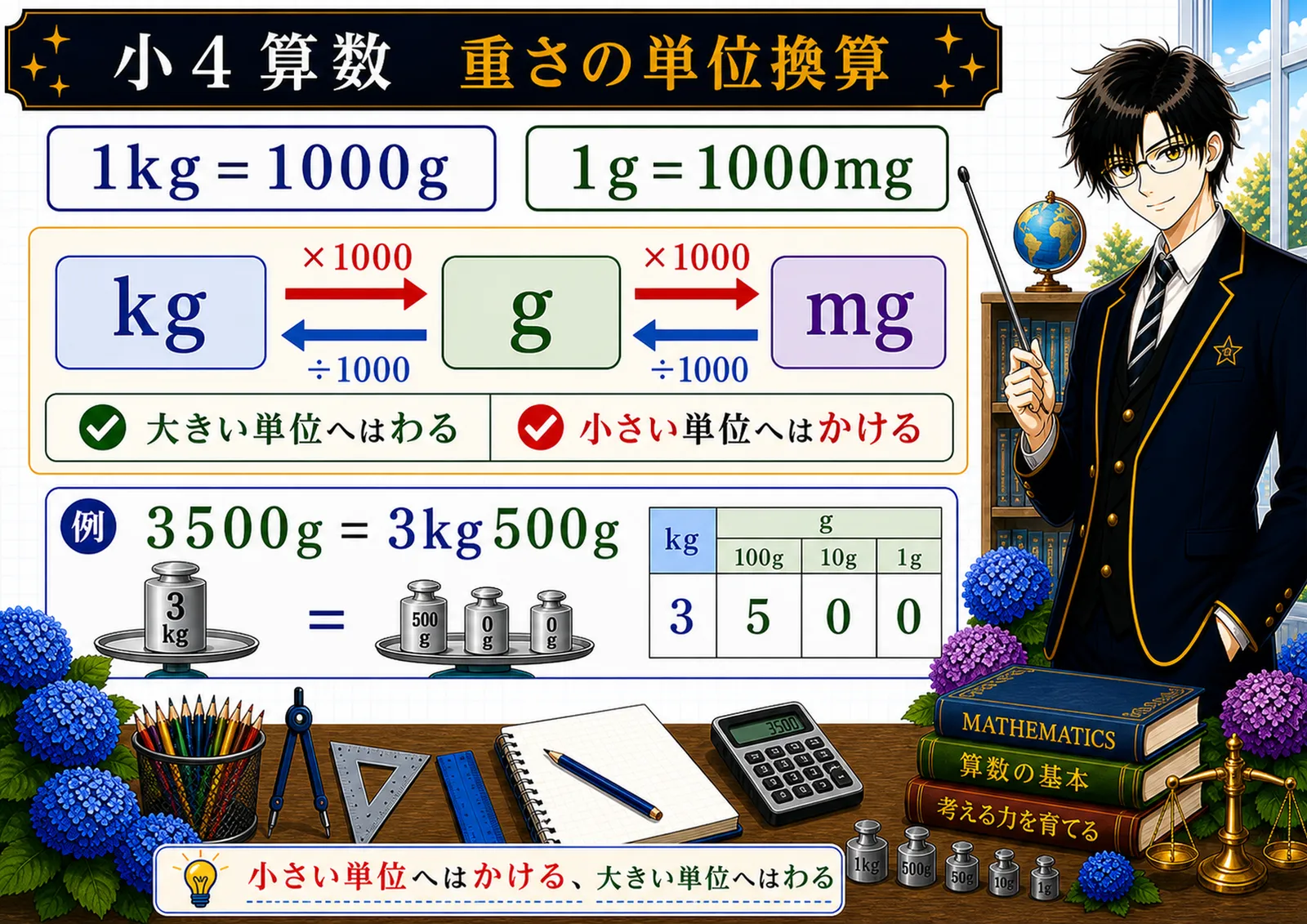 重さの単位換算の図解