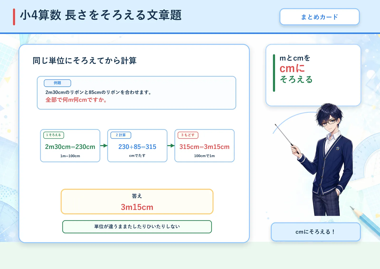 長さをそろえる文章題の図解