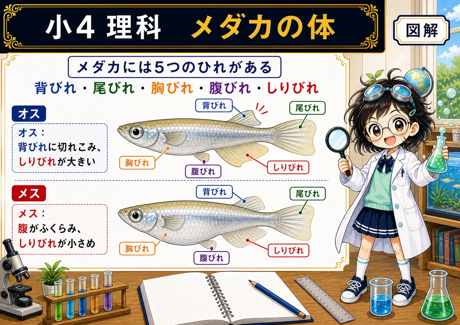 メダカの体の図解