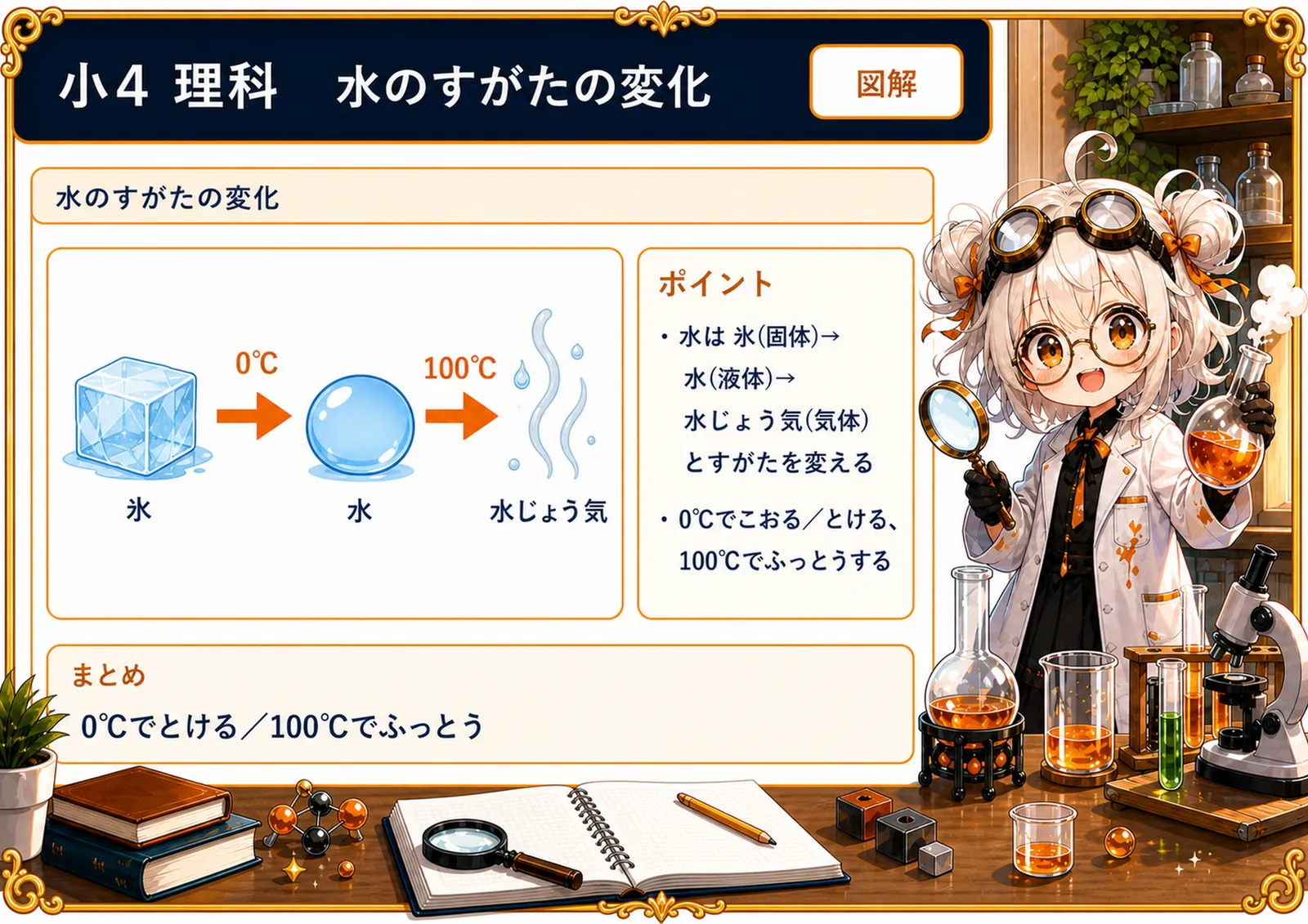 水のすがたの変化の図解