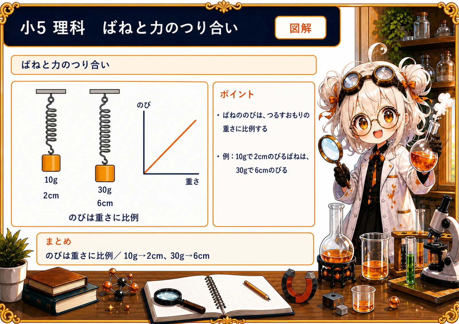 ばねと力のつり合いの図解