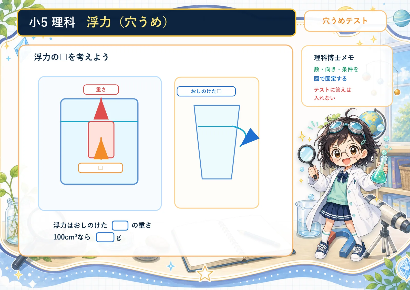 浮力（穴うめ）
