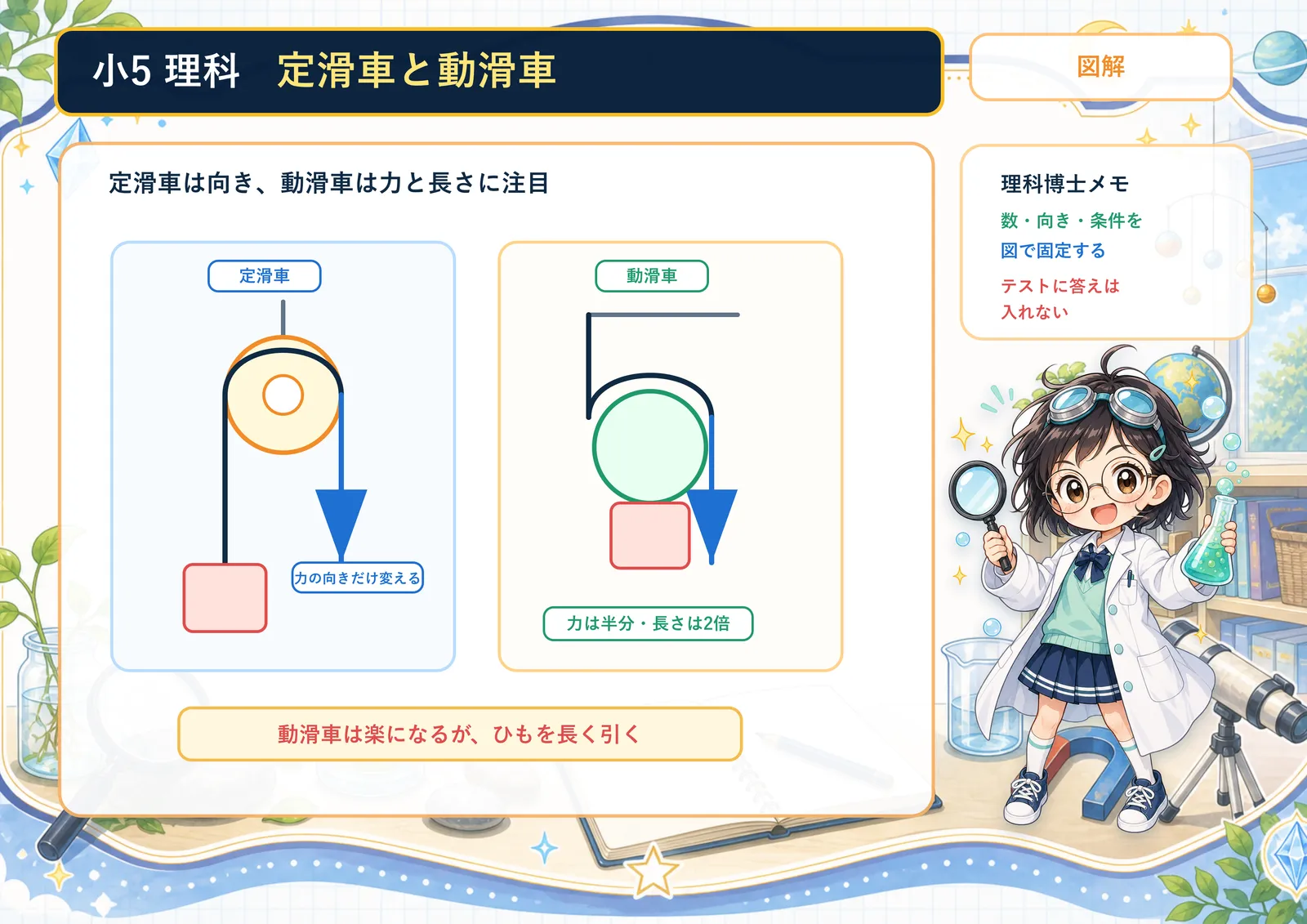 定滑車と動滑車の図解