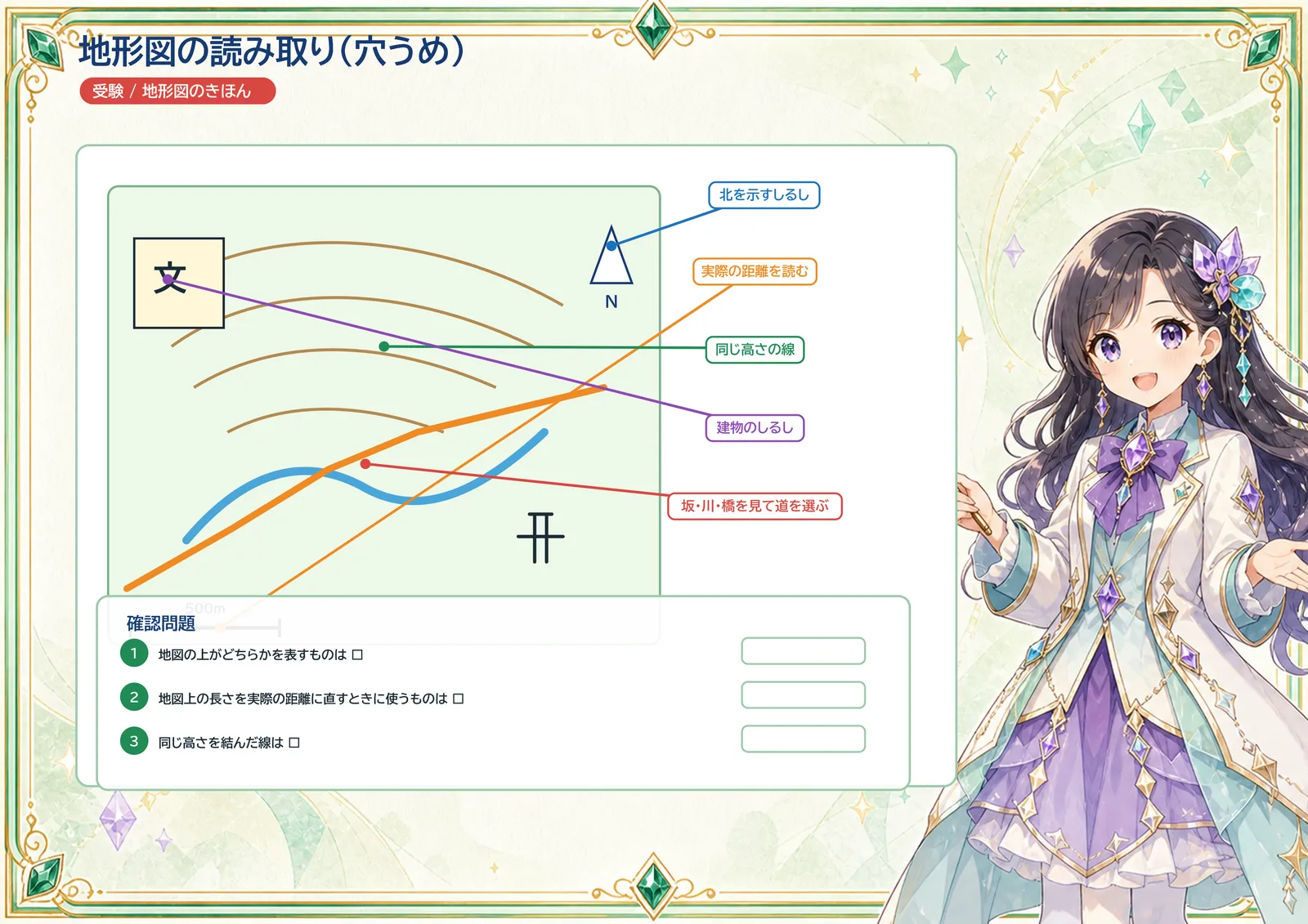 地形図の読み取り（穴うめ）