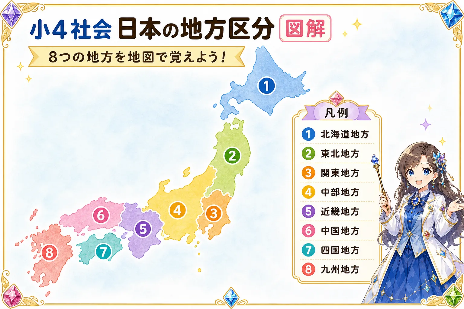 日本の地方区分の図解