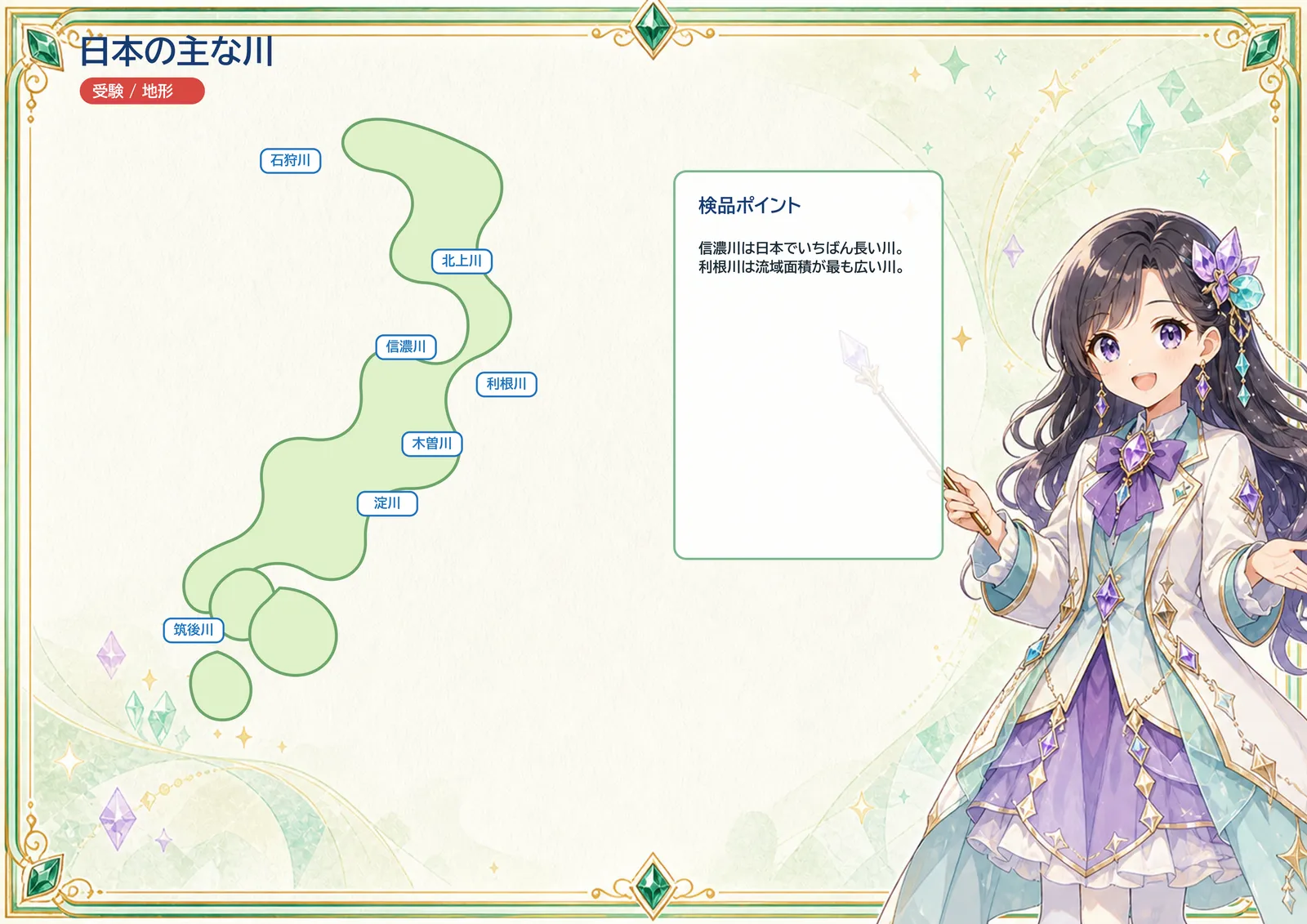 日本の主な川の図解