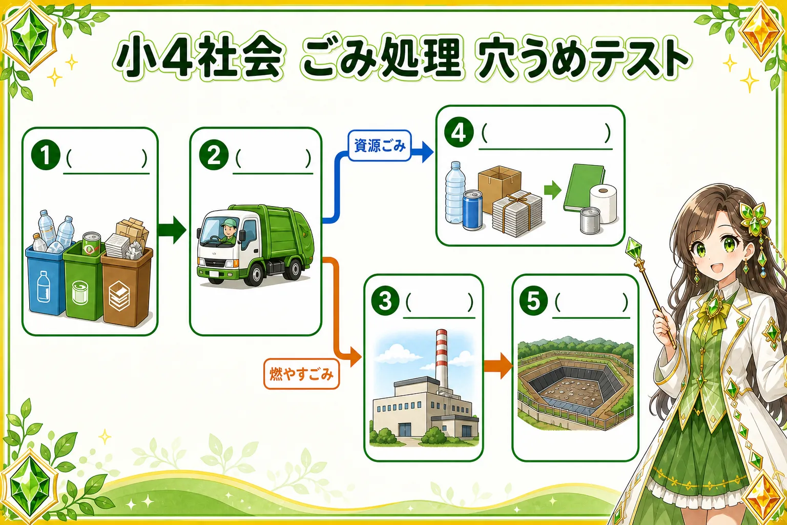 ごみ処理のしくみ（穴うめ）