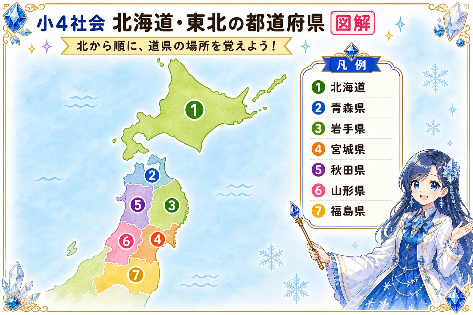 北海道・東北の都道府県の図解