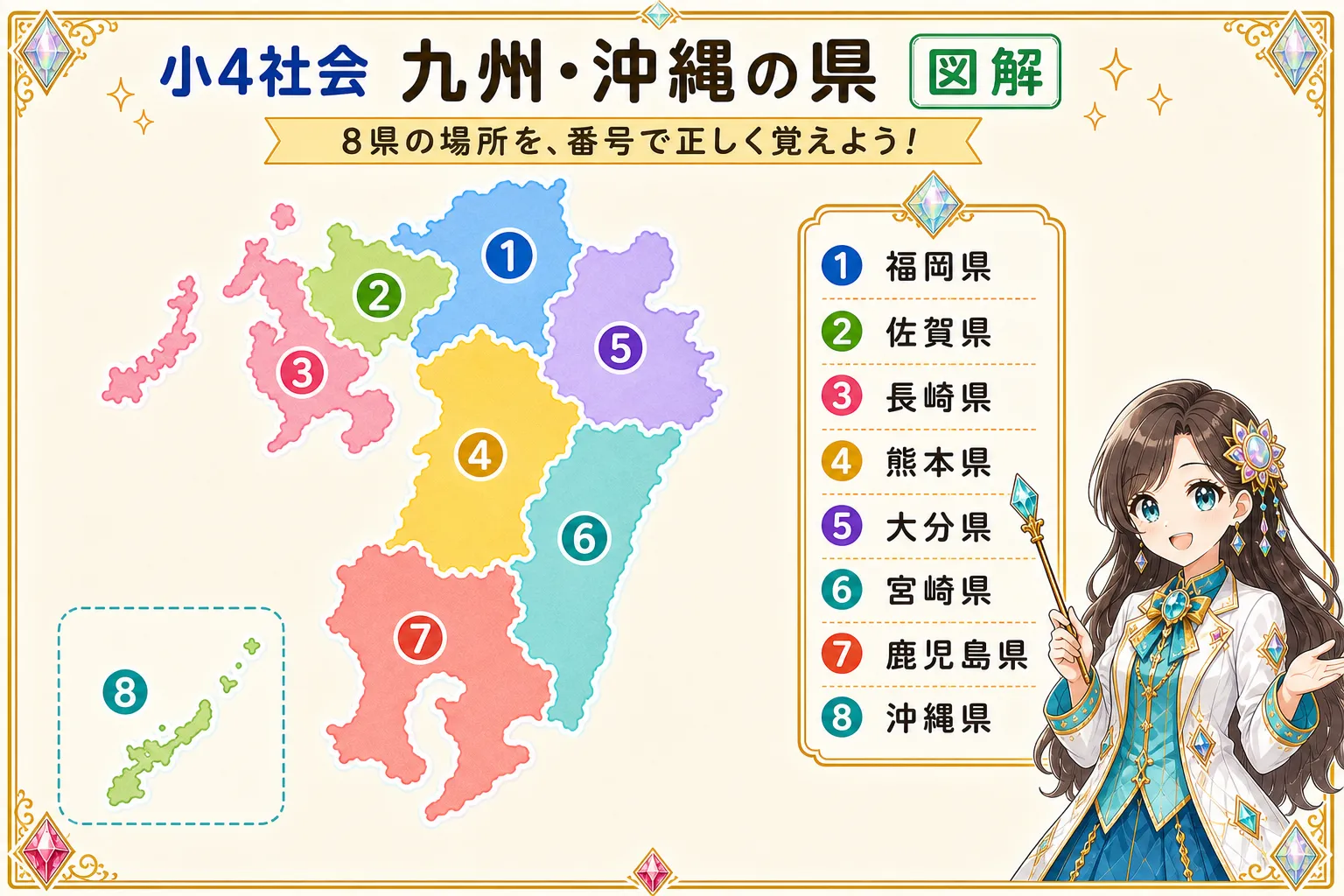 九州・沖縄の県の図解
