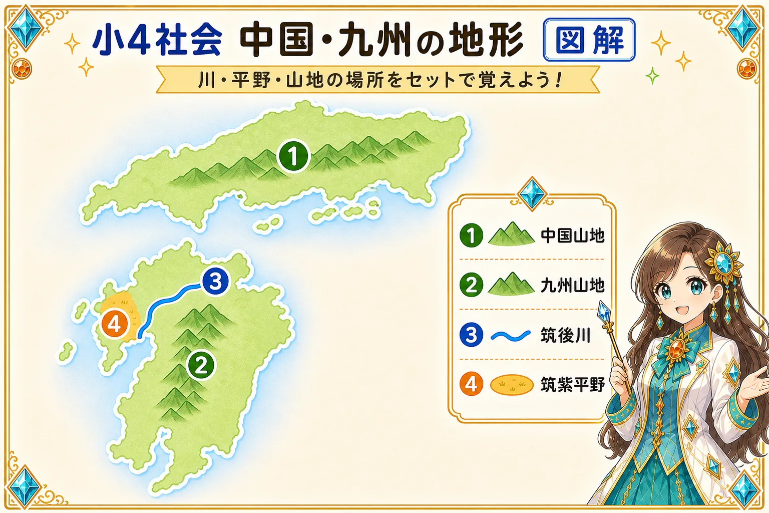 中国・九州の地形の図解