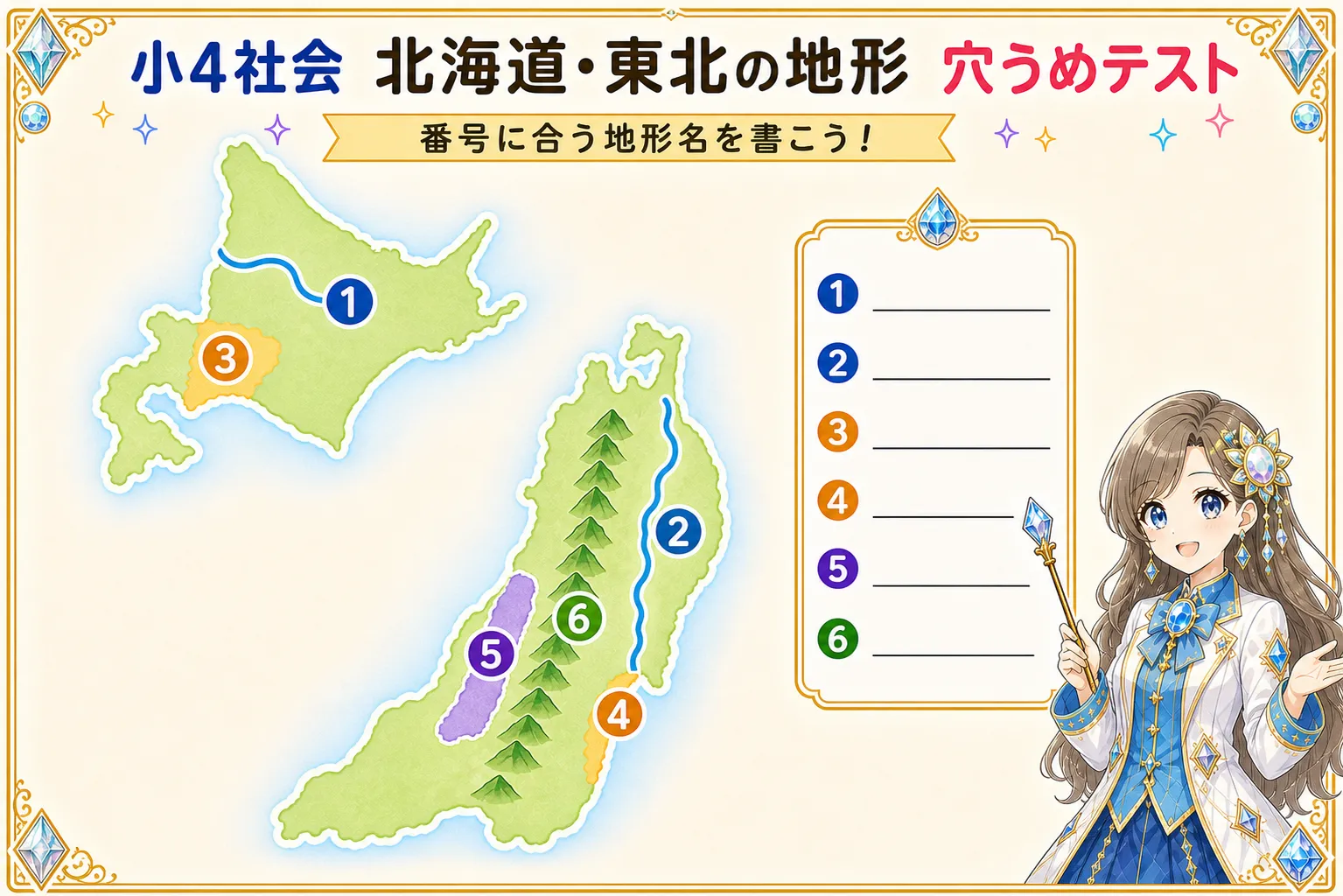 北海道・東北の地形（穴うめ）