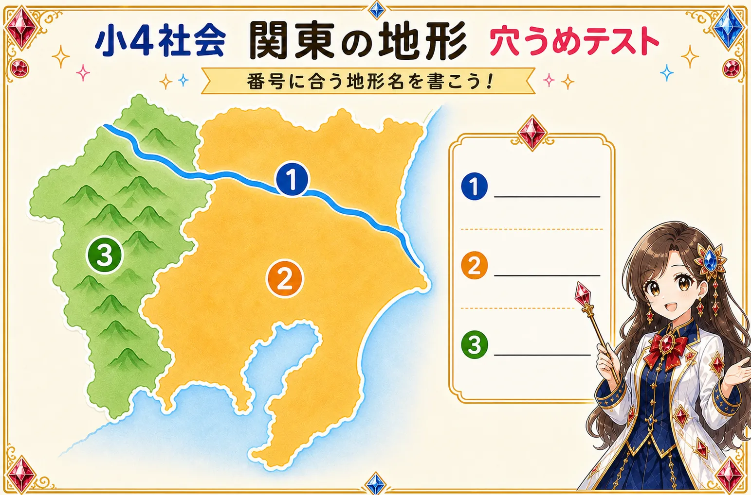 関東の地形（穴うめ）