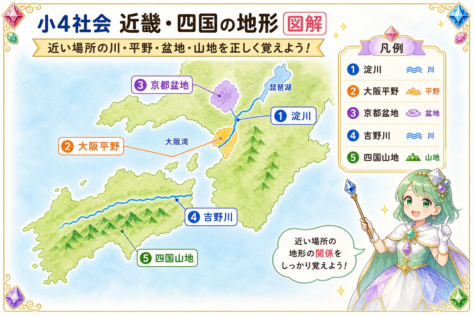 近畿・四国の地形の図解